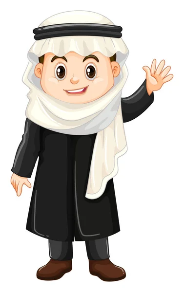 Мусульманский мальчик машет рукой — стоковый вектор