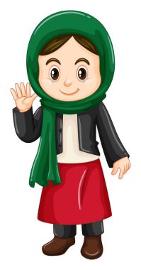 Kuveyt kostüm sallayarak küçük kız