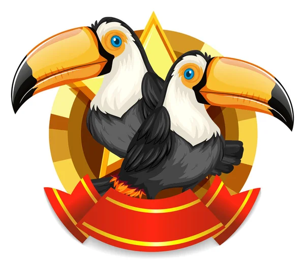 Design de banner com dois pássaros tucano — Vetor de Stock