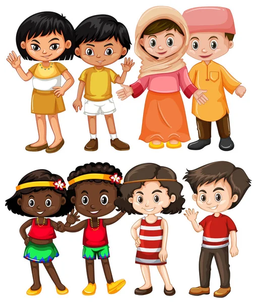 Ευτυχισμένα παιδιά από διαφορετικές χώρες — Διανυσματικό Αρχείο