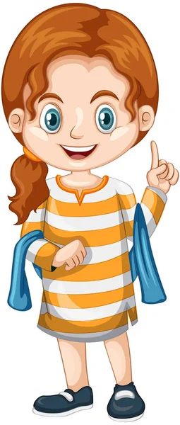 Little girl pointing finger up — Stock Vector