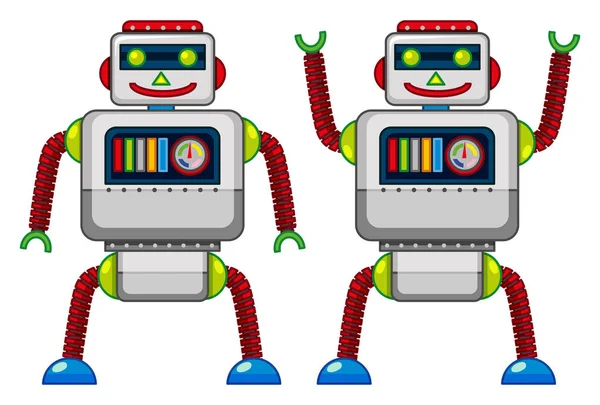 Two robots doing different actions — Stock Vector