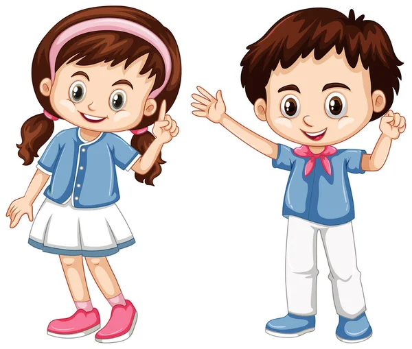Хлопчик і дівчинка з щасливим обличчям — стоковий вектор