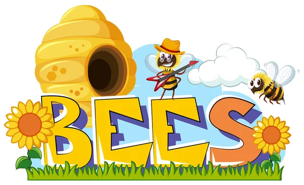 Slovo design pro včely — Stockový vektor