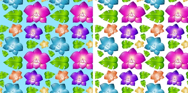 Dva bezešvé pozadí s barevnými květy — Stockový vektor