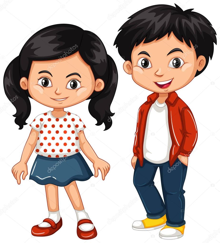 Asian boy and girl standing
