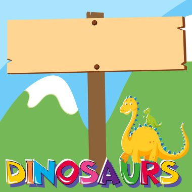 Ahşap tahta altında dinozor ile