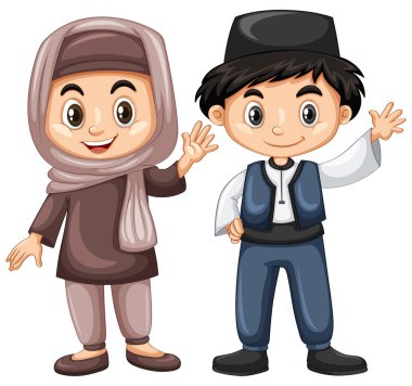 Türk erkek ve kız geleneksel kostüm