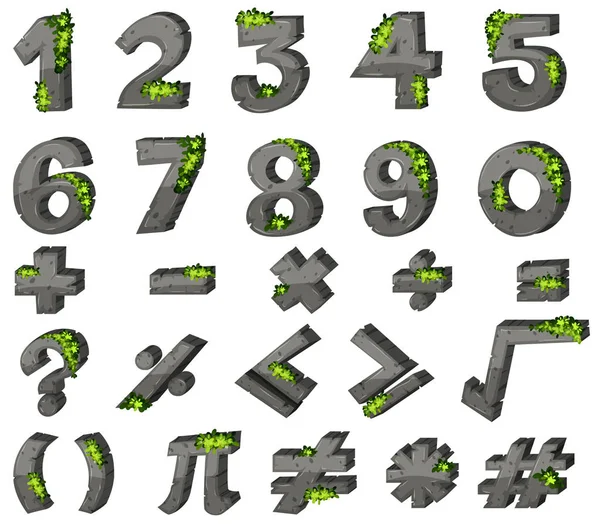 Font design for numbers and signs — Stock Vector