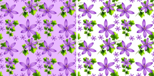 Seamless background design with purple flowers