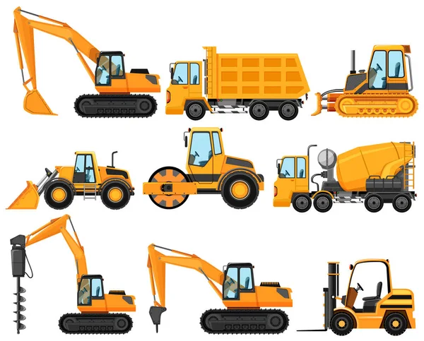 Diferentes tipos de caminhões de construção — Vetor de Stock
