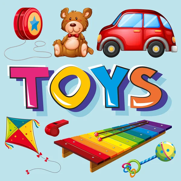 Different types of toys — Stock Vector