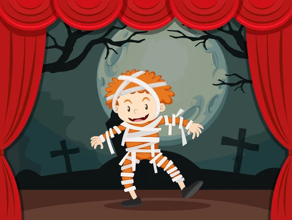 Niño en traje de zombie en el escenario — Archivo Imágenes Vectoriales