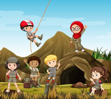 Çocuklar tarafından mağara kamp