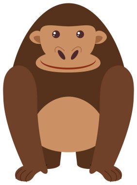 Beyaz arka plan üzerinde mutlu goril