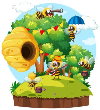 Arıların kovan adada uçan