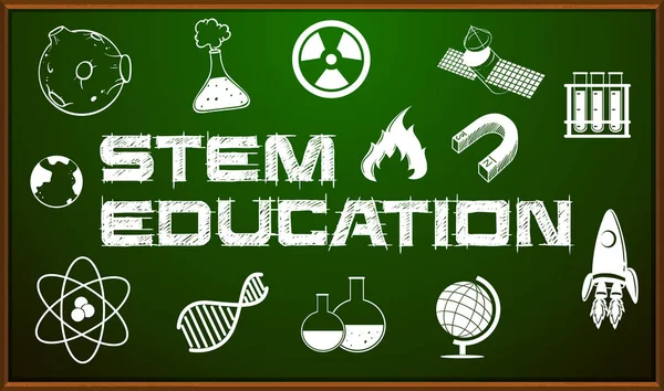 STEM education poster with icons on board — Stock Vector