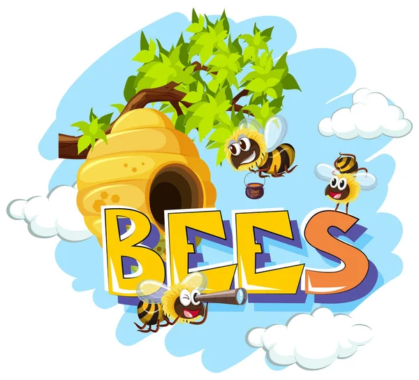 Пчелы летают вокруг пчелы — стоковый вектор
