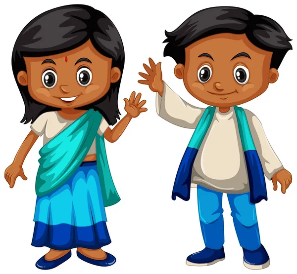 在传统服装斯里兰卡男孩和女孩 — 图库矢量图片