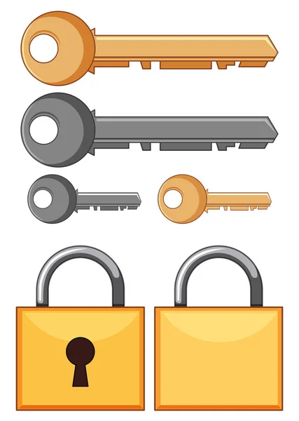 Locks and keys on white background — Stock Vector