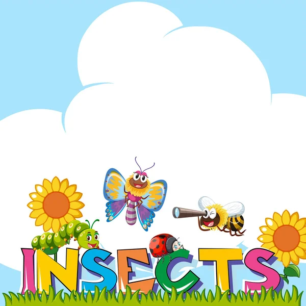 Background design with many insects — Stock Vector