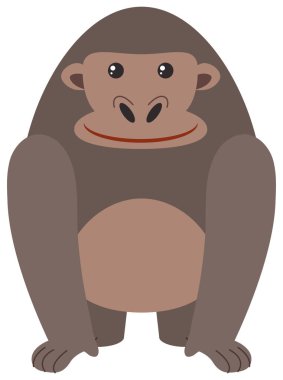 Beyaz arka plan üzerinde şirin goril