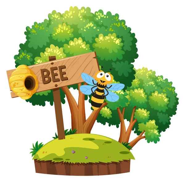Pszczoły latają w ogrodzie — Wektor stockowy