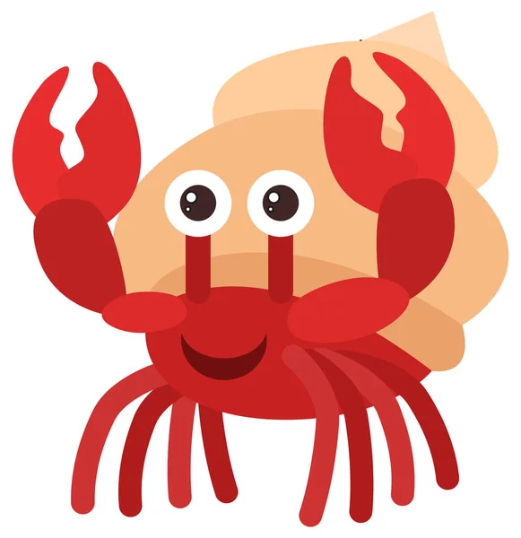 Crabe ermite au visage heureux — Image vectorielle