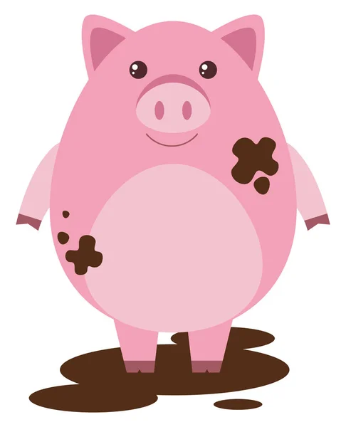 Cerdo rosado en charco fangoso — Archivo Imágenes Vectoriales
