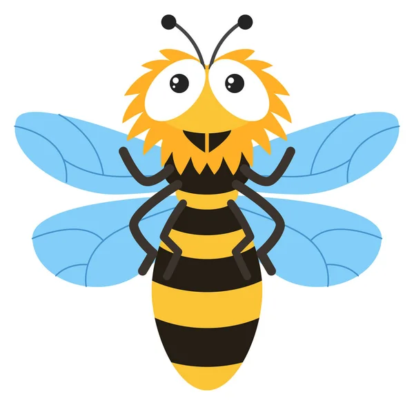 Roztomilá včelka letí na bílém pozadí — Stockový vektor