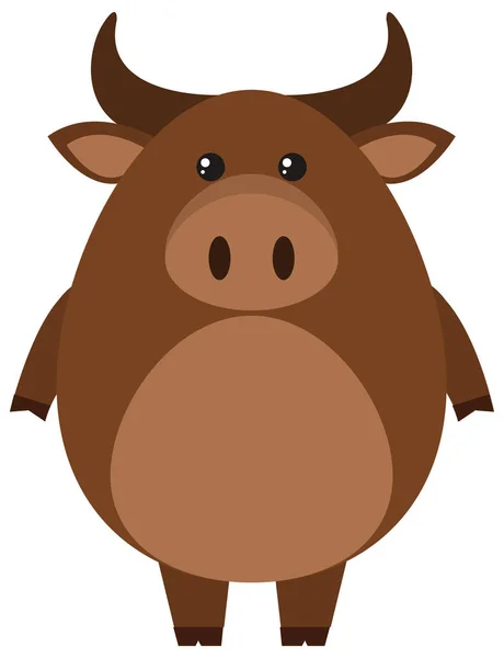 Brown buffalo on white background — Stock Vector