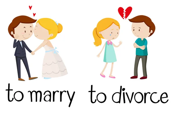 结婚和离婚的反义词 — 图库矢量图片