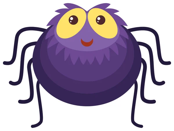Purple spider with happy face — Stock Vector