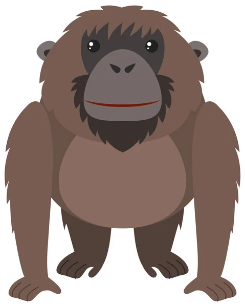 Orangután marrón con cara feliz — Vector de stock