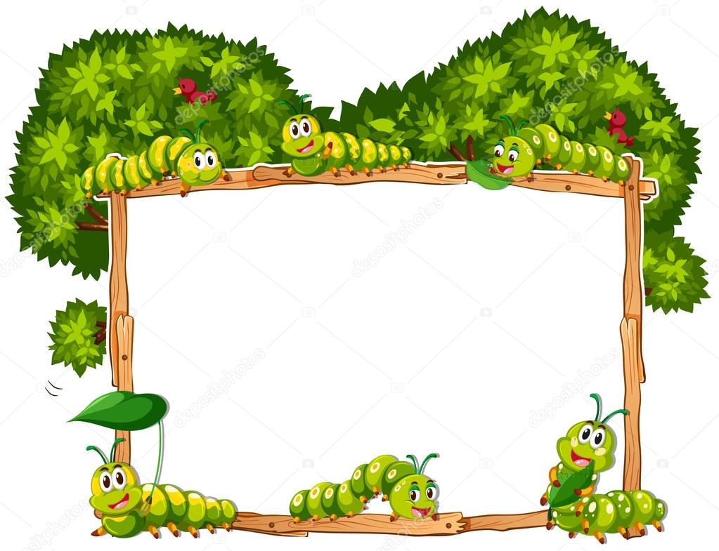 Border template with green caterpillars