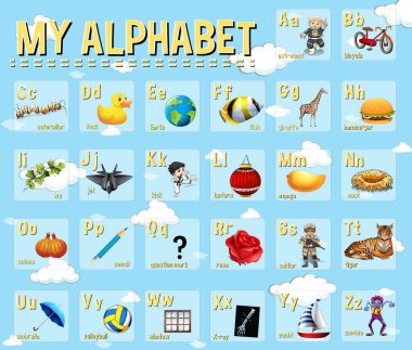 İngilizce alfabe için afiş tasarımı