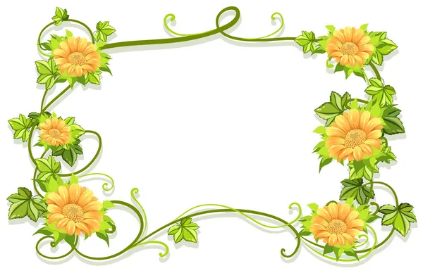 Modello di cornice con fiori gialli — Vettoriale Stock