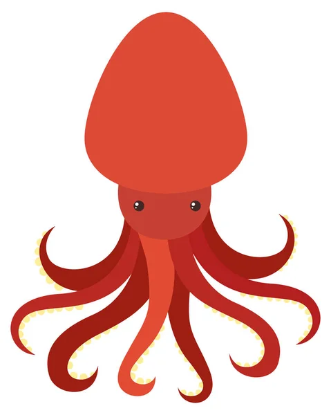 Roter Oktopus auf weißem Hintergrund — Stockvektor