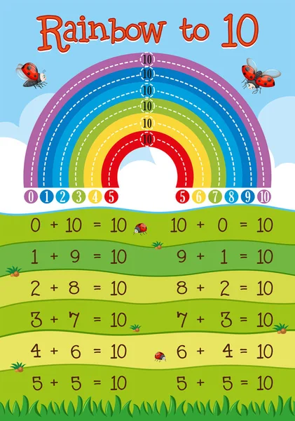 Dodawanie arkusza z rainbow w tle — Wektor stockowy