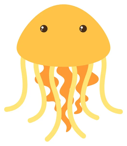 白い背景の上の黄色のクラゲ — ストックベクタ