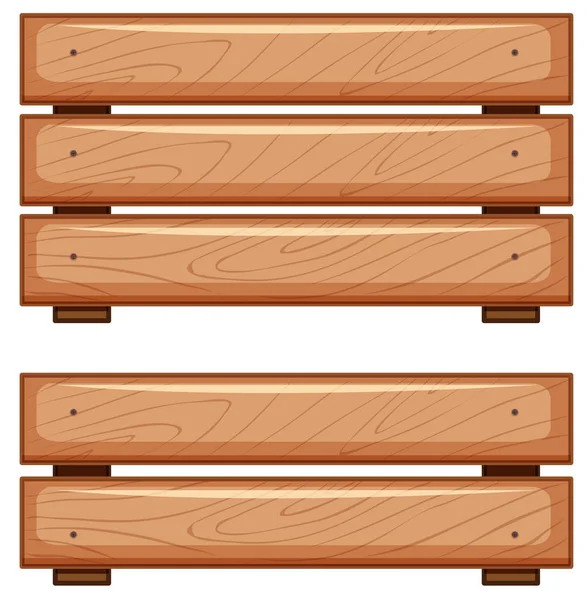 Tableros de madera sobre fondo blanco — Vector de stock