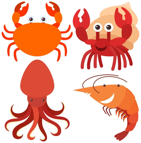 Four types of sea animals — Stock Vector