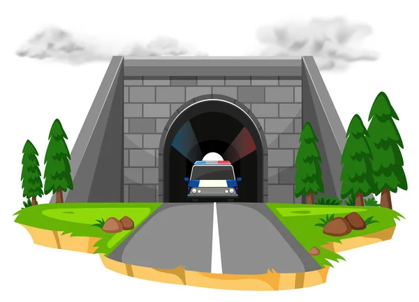 Policejní auto v tunelu — Stockový vektor