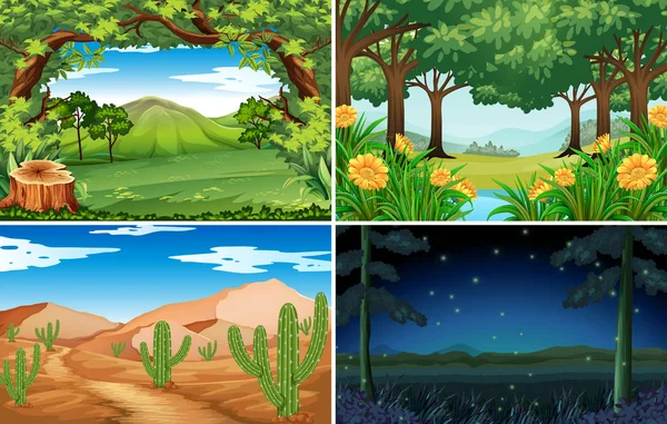 Four scenes of forest and desert