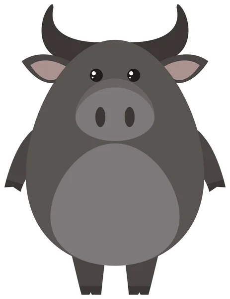 Búfalo cinza no fundo branco — Vetor de Stock