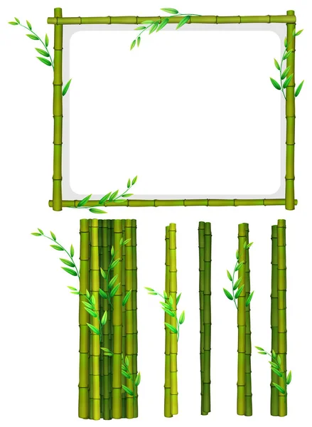 Marco de bambú verde y palos — Vector de stock