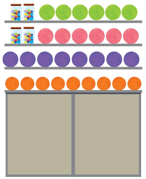 Différents fils de couleur sur l'étagère — Image vectorielle