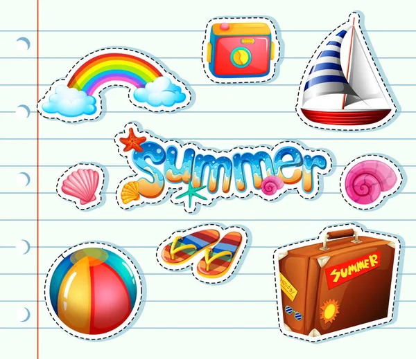 Sticker set for summer items — Stock Vector