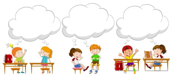 Children with blank speech bubbles — Stock Vector