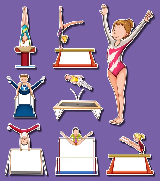 Set de pegatinas para jugadores de gimnasia — Vector de stock